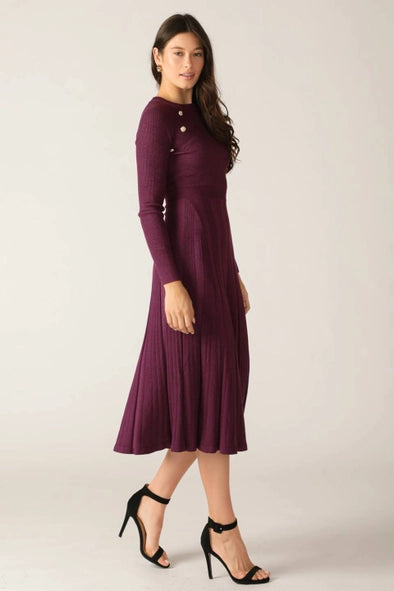 A solid sweater knit midi dress - ISW5320 ORCHID METALLIC - ORCHID METALLIC Contemporary