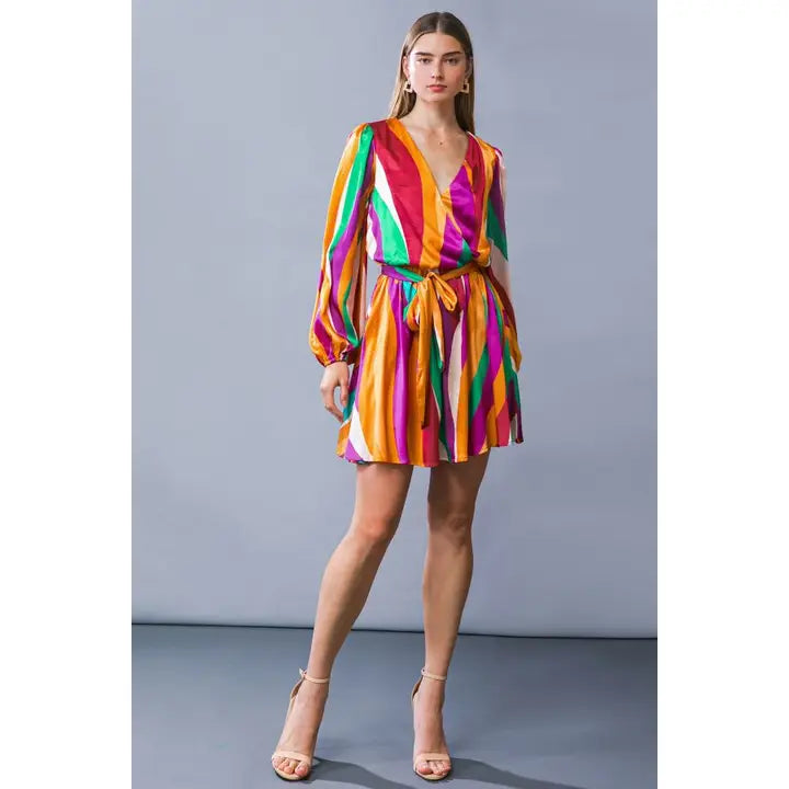 A printed woven mini dress - ID20459 - ORANGE TURQUOISE Contemporary M