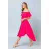 A solid hi-lo dress-JD6967-A -  / FUCHSIA ( Last Size M)