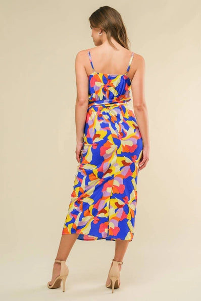 The Maya BLUE PINK Pattern Dress -ID21317-