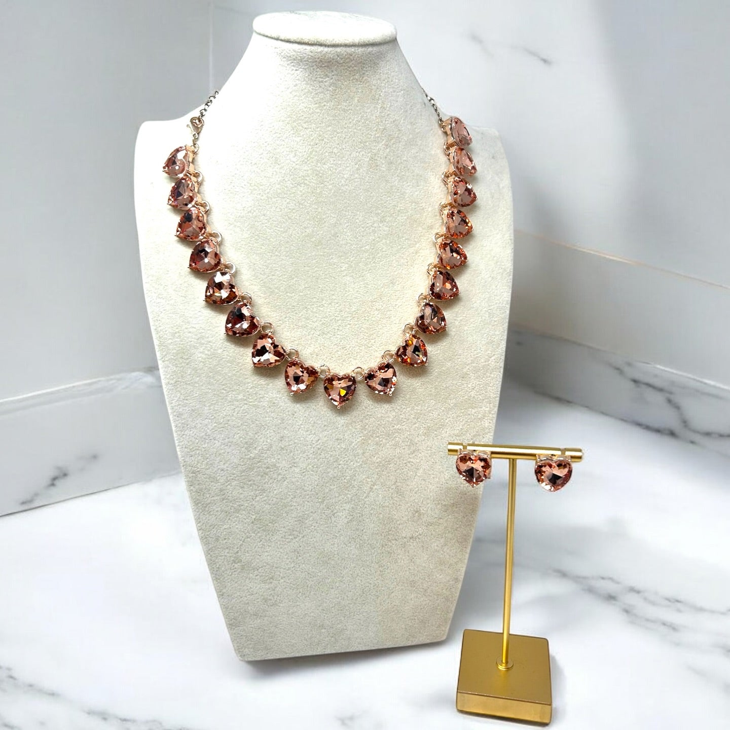 Rose Gold Hearts Jewelry Set