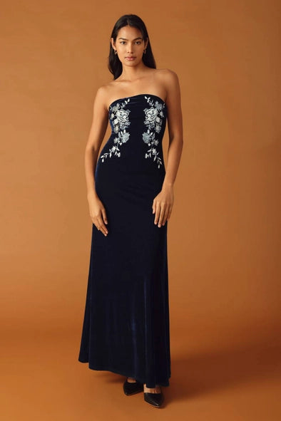 A velvet maxi dress - ID21666 - NAVY Contemporary