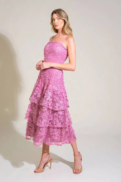 A woven lace midi dress - ID21522 - MAUVE