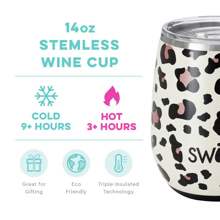 Swig Life - Luxy Leopard Stemless Wine Cup (14oz)