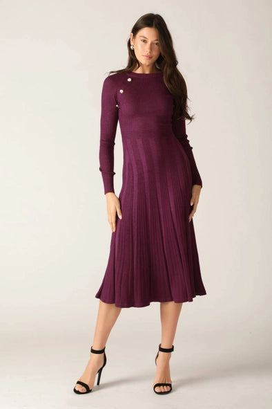 A solid sweater knit midi dress - ISW5320 ORCHID METALLIC - ORCHID METALLIC Contemporary