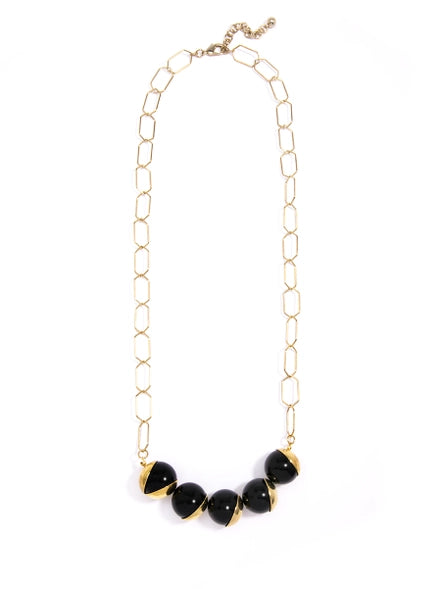 ZENZII Jewelry - Pearls On A Platter Necklace - Gold Black