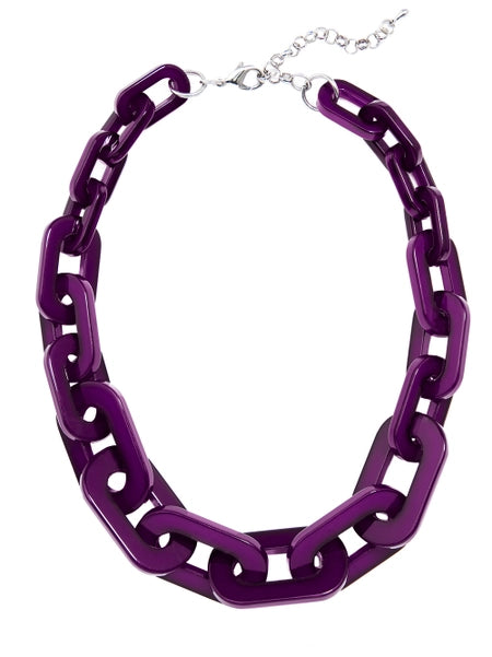 Resin Links Necklace - Plum