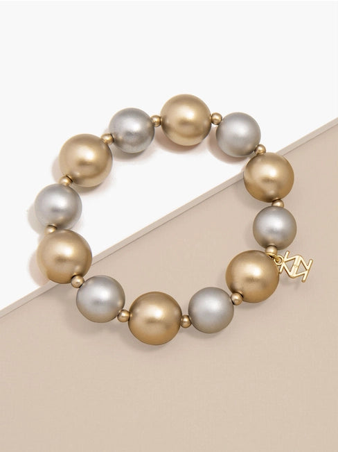 ZENZII Jewelry - Resin Mixed Bead Bracelet - Matte Gold / Matte Silver