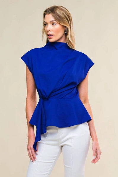 A solid woven top - IT13222 - Blue