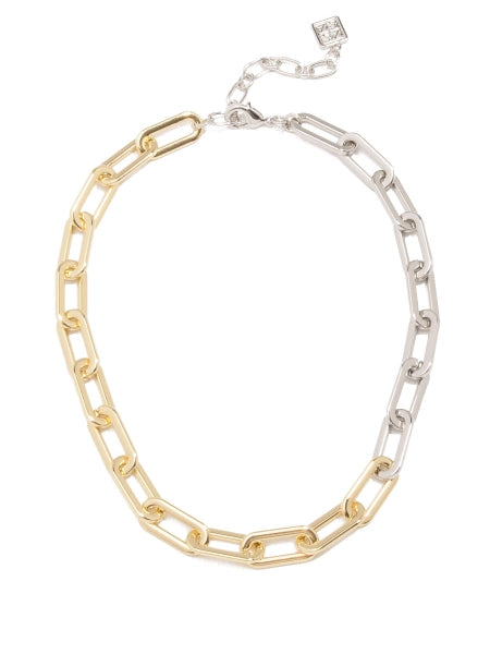 Two-Tone Cable Link Collar Necklace - MG/MS