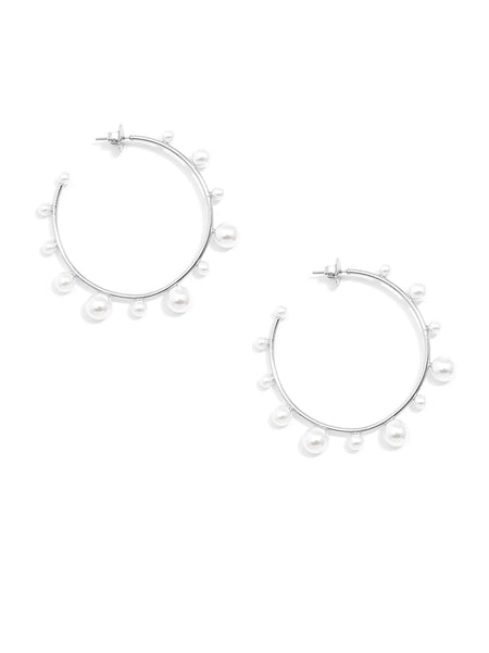 Decorative Pearl Hoop Earring - Silver/Pearl