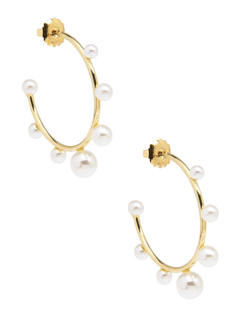 ZENZII Jewelry - Small Decorative Pearl Hoop Earring - Gold/Pearl