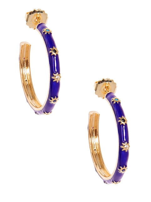 ZENZII Jewelry - Starburst Enamel Hoop Earring - Cobalt