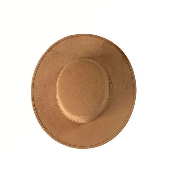 The Modern Cactus Co - Vegan Suede Boater Hat - Tan