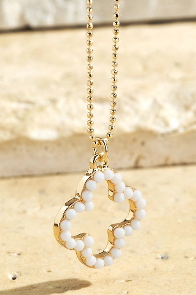 Clover Charm Necklace- White