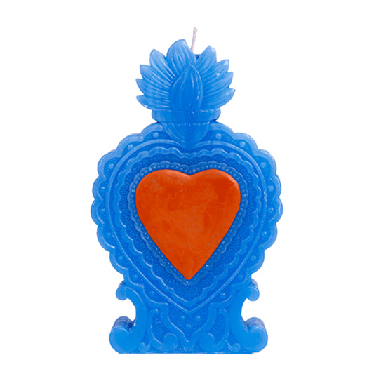 Candle Milagro Heart blue